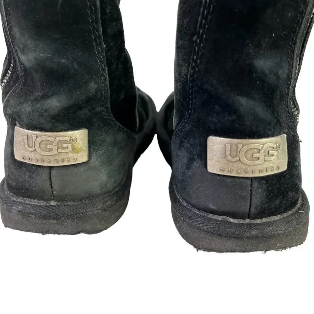 Ugg Australia Womens 5116 Mayfaire Black Side Zip Suede Genuine Leather Boots 6